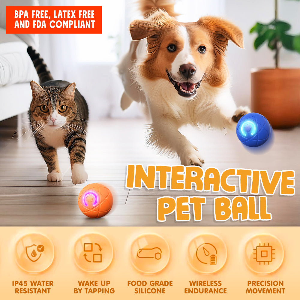 Paw Journey® Interactive Pet Toys for Dog & Cat Durable Automatic Bouncing & Rolling Ball