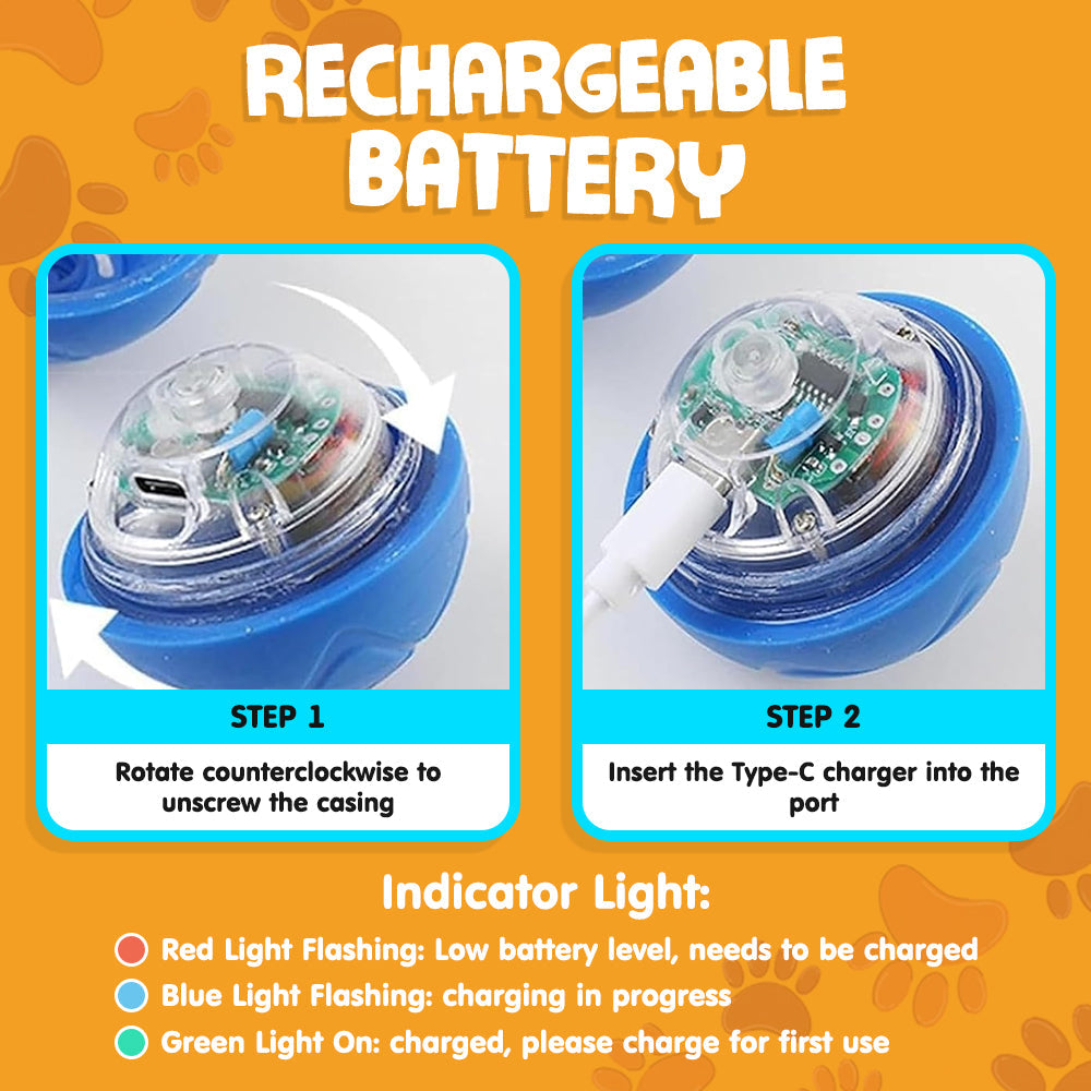 Paw Journey® Interactive Pet Toys for Dog & Cat Durable Automatic Bouncing & Rolling Ball