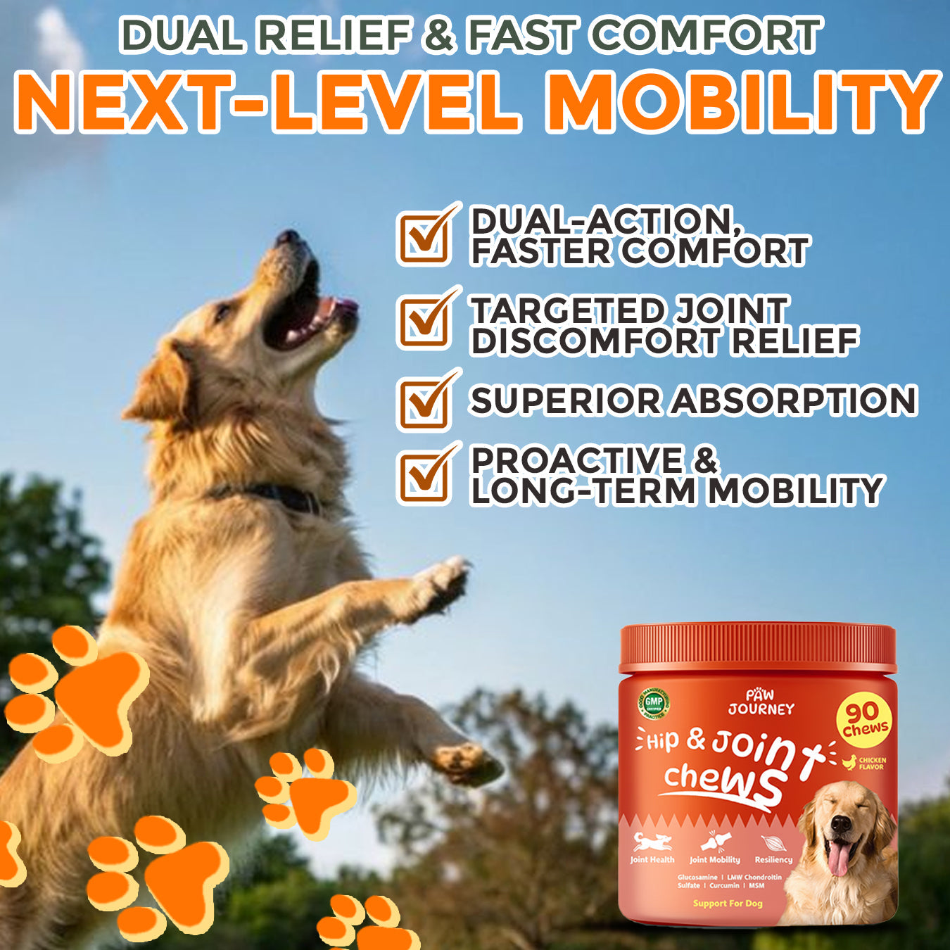 Paw Journey® Hip & Joint Chew -  Pet Joint Soothing Gummies