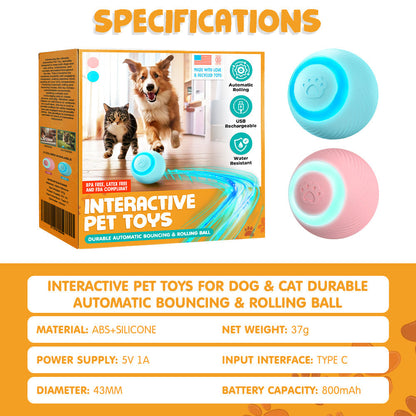 Paw Journey® Interactive Pet Toys for Dog & Cat Durable Automatic Bouncing & Rolling Ball